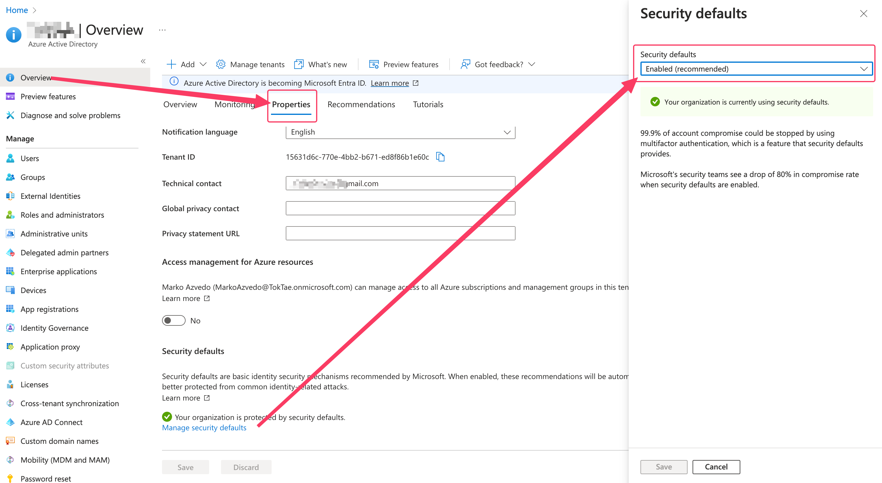 Disable Security Defaults in Portal Azure AD